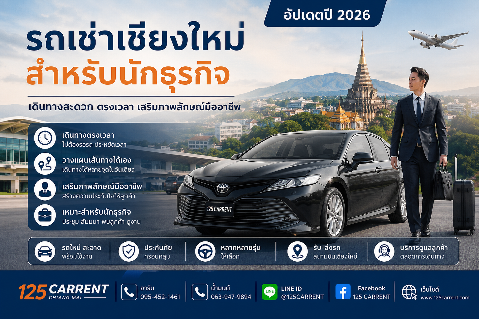 รถเช่าเชียงใหม่สำหรับนักธุรกิจ เดินทางสะดวก ประชุมงานมั่นใจ กับ 125 CARRENT